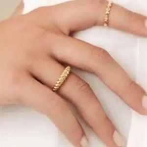 Waterproof Gold Ring Twisted Dome Ring 18K Gold Stacking Ring For Women